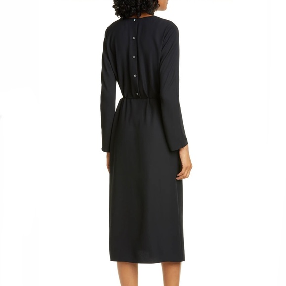 VINCE BLACK LONG SLEEVE BUTTON-BACK MIDI DRESS - Picture 8 of 11